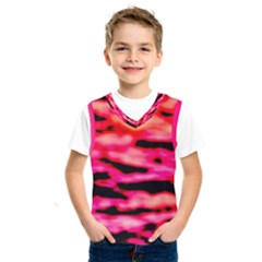 Red  Waves Abstract Series No15 Kids  Basketball Tank Top by DimitriosArt