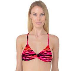 Red  Waves Abstract Series No15 Reversible Tri Bikini Top by DimitriosArt