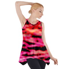 Red  Waves Abstract Series No15 Side Drop Tank Tunic by DimitriosArt