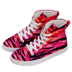 Red  Waves Abstract Series No15 Men s Hi-top Skate Sneakers by DimitriosArt