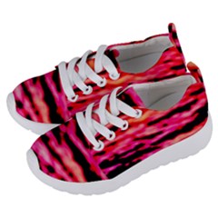 Red  Waves Abstract Series No15 Kids  Lightweight Sports Shoes by DimitriosArt