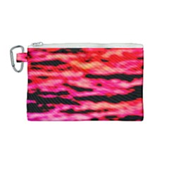 Red  Waves Abstract Series No15 Canvas Cosmetic Bag (medium) by DimitriosArt