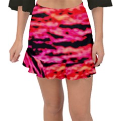 Red  Waves Abstract Series No15 Fishtail Mini Chiffon Skirt by DimitriosArt