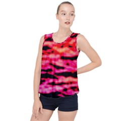 Red  Waves Abstract Series No15 Bubble Hem Chiffon Tank Top by DimitriosArt