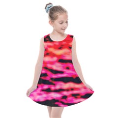 Red  Waves Abstract Series No15 Kids  Summer Dress by DimitriosArt