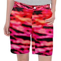 Red  Waves Abstract Series No15 Pocket Shorts by DimitriosArt