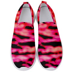 Red  Waves Abstract Series No15 Men s Slip On Sneakers by DimitriosArt