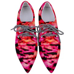 Red  Waves Abstract Series No15 Pointed Oxford Shoes by DimitriosArt