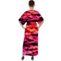 Red  Waves Abstract Series No15 V-Neck Boho Style Maxi Dress View2