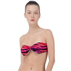 Red  Waves Abstract Series No15 Classic Bandeau Bikini Top  by DimitriosArt