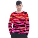 Red  Waves Abstract Series No15 Men s Long Sleeve Raglan Tee View1