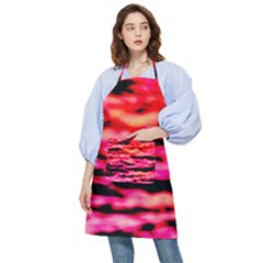 Red  Waves Abstract Series No15 Pocket Apron by DimitriosArt