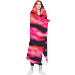 Red  Waves Abstract Series No15 Wearable Blanket by DimitriosArt