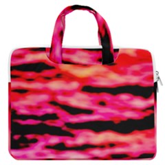 Red  Waves Abstract Series No15 Macbook Pro Double Pocket Laptop Bag by DimitriosArt