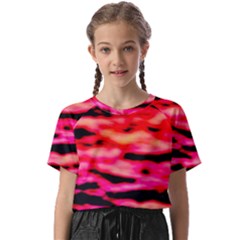 Red  Waves Abstract Series No15 Kids  Basic Tee