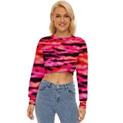 Red  Waves Abstract Series No15 Lightweight Long Sleeve Sweatshirt