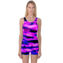 Purple  Waves Abstract Series No6 One Piece Boyleg Swimsuit by DimitriosArt