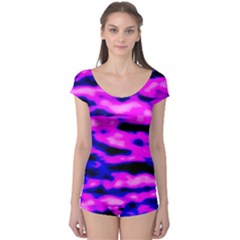 Purple  Waves Abstract Series No6 Boyleg Leotard  by DimitriosArt