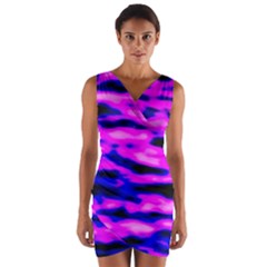 Purple  Waves Abstract Series No6 Wrap Front Bodycon Dress by DimitriosArt