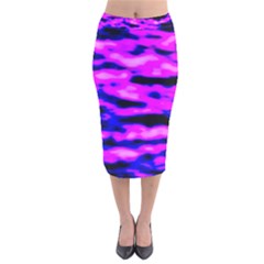 Purple  Waves Abstract Series No6 Velvet Midi Pencil Skirt by DimitriosArt