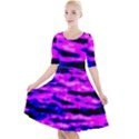 Purple  Waves Abstract Series No6 Quarter Sleeve A-Line Dress View1