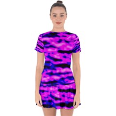 Purple  Waves Abstract Series No6 Drop Hem Mini Chiffon Dress by DimitriosArt