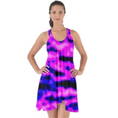 Purple  Waves Abstract Series No6 Show Some Back Chiffon Dress by DimitriosArt