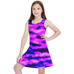 Purple  Waves Abstract Series No6 Kids  Lightweight Sleeveless Dress by DimitriosArt