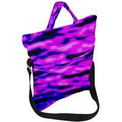 Purple  Waves Abstract Series No6 Fold Over Handle Tote Bag by DimitriosArt