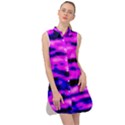 Purple  Waves Abstract Series No6 Sleeveless Shirt Dress View1