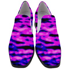 Purple  Waves Abstract Series No6 Women Slip On Heel Loafers by DimitriosArt