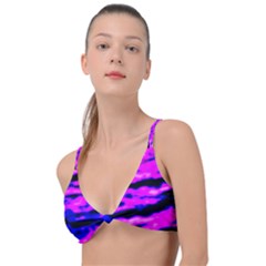 Purple  Waves Abstract Series No6 Knot Up Bikini Top by DimitriosArt