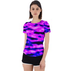 Purple  Waves Abstract Series No6 Back Cut Out Sport Tee by DimitriosArt