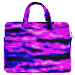 Purple  Waves Abstract Series No6 Macbook Pro Double Pocket Laptop Bag by DimitriosArt