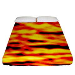 Red  Waves Abstract Series No16 Fitted Sheet (california King Size) by DimitriosArt