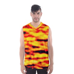 Red  Waves Abstract Series No16 Men s Basketball Tank Top by DimitriosArt