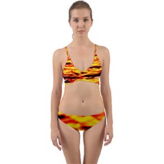 Red  Waves Abstract Series No16 Wrap Around Bikini Set by DimitriosArt