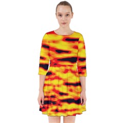 Red  Waves Abstract Series No16 Smock Dress by DimitriosArt