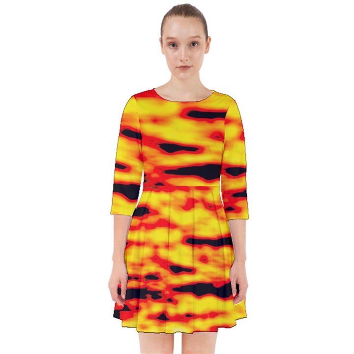 Red  Waves Abstract Series No16 Smock Dress