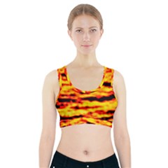 Red  Waves Abstract Series No16 Sports Bra With Pocket by DimitriosArt