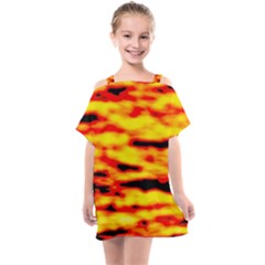 Red  Waves Abstract Series No16 Kids  One Piece Chiffon Dress by DimitriosArt