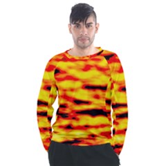 Red  Waves Abstract Series No16 Men s Long Sleeve Raglan Tee