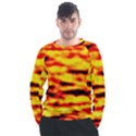 Red  Waves Abstract Series No16 Men s Long Sleeve Raglan Tee View1