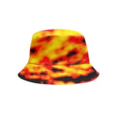 Red  Waves Abstract Series No16 Inside Out Bucket Hat (kids) by DimitriosArt