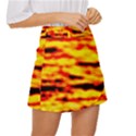 Red  Waves Abstract Series No16 Mini Front Wrap Skirt View3