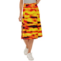 Red  Waves Abstract Series No16 Midi Panel Skirt