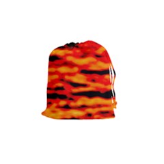 Red  Waves Abstract Series No17 Drawstring Pouch (small) by DimitriosArt