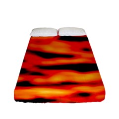 Red  Waves Abstract Series No17 Fitted Sheet (full/ Double Size) by DimitriosArt