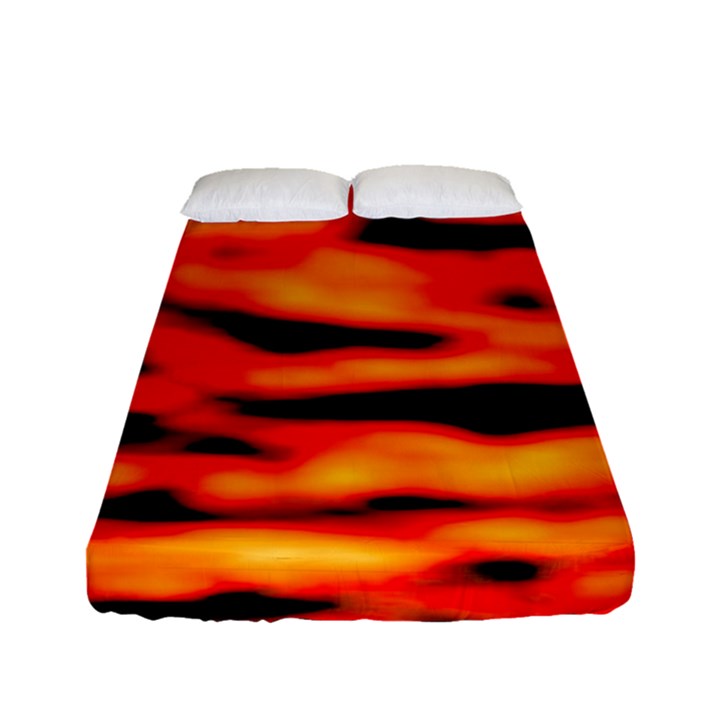 Red  Waves Abstract Series No17 Fitted Sheet (Full/ Double Size)