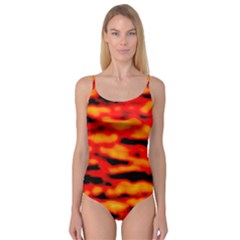 Red  Waves Abstract Series No17 Camisole Leotard  by DimitriosArt